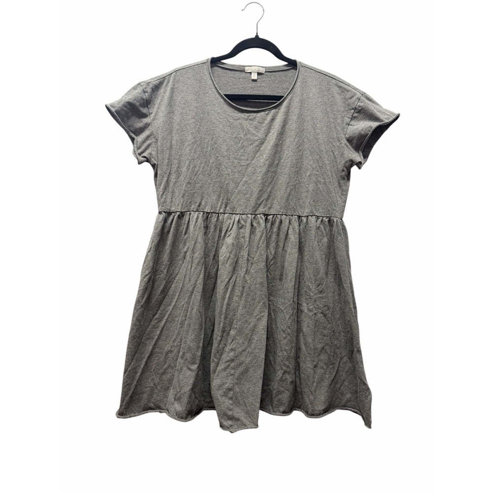 Nordstrom Abound Cotton Gray Short Sleeve Scoop Babydoll Mini Dress Size XL